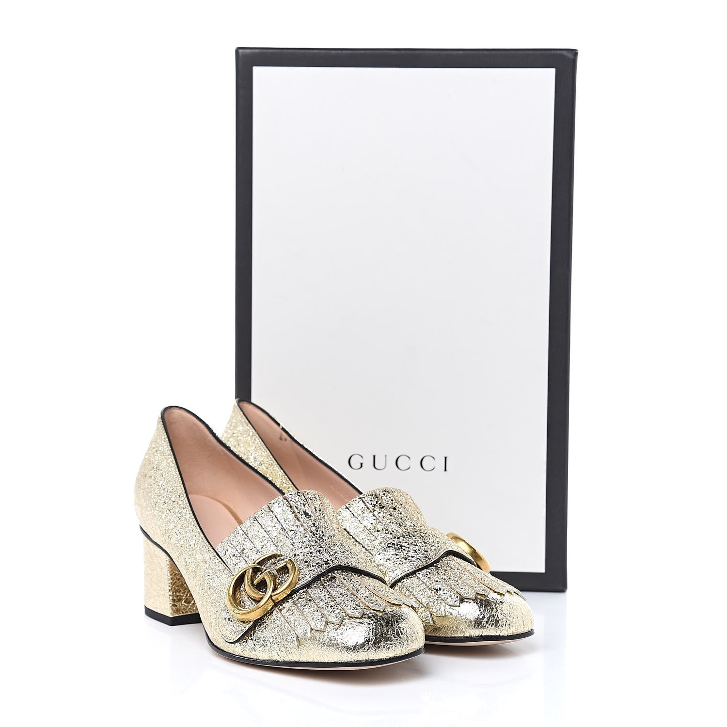 Gucci Galassia GG Marmont Fringe 50mm Loafer Pumps 36 Platino 10 of 10