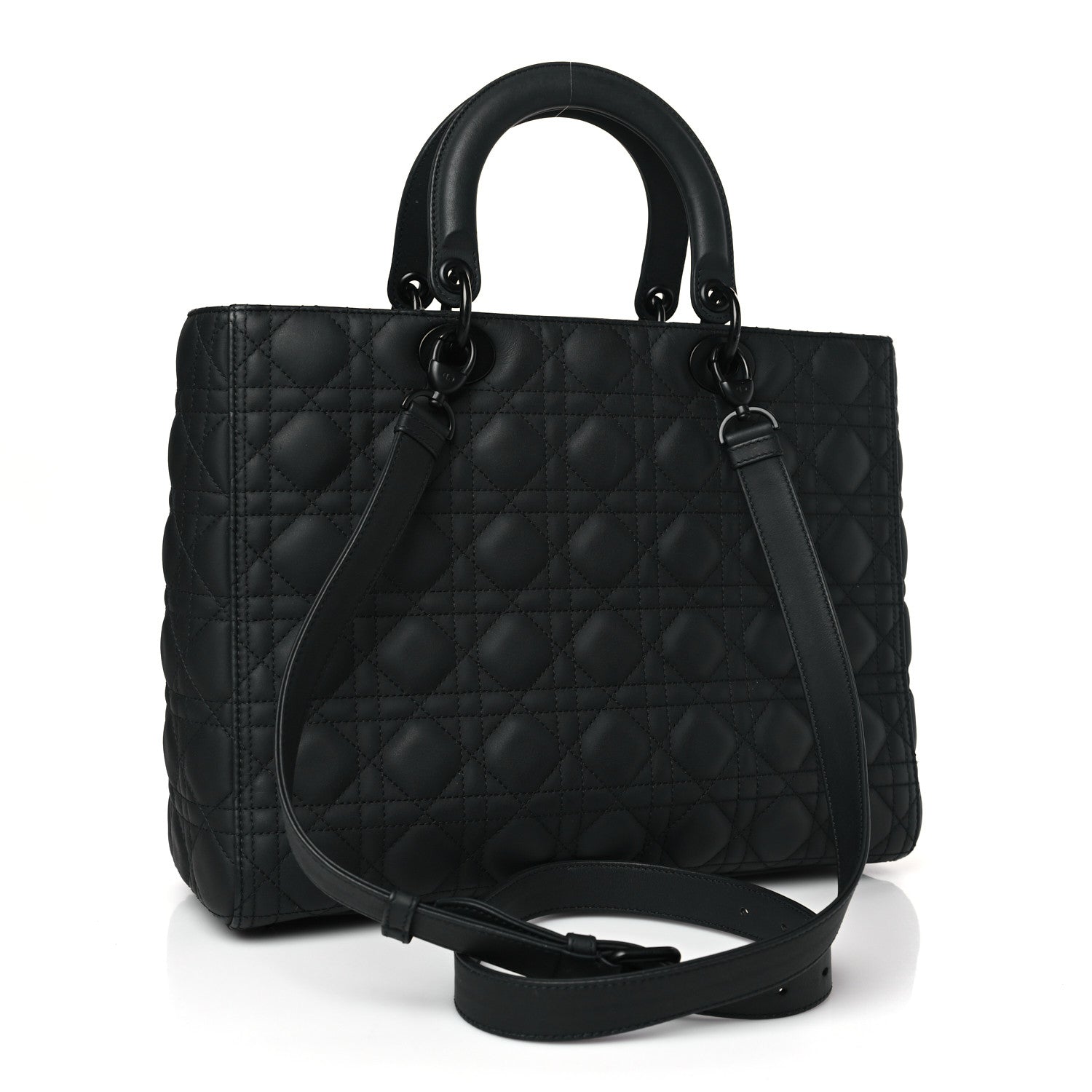 Christian Dior Ultra Matte Calfskin Cannage Large Lady Dior Black 3 of 8