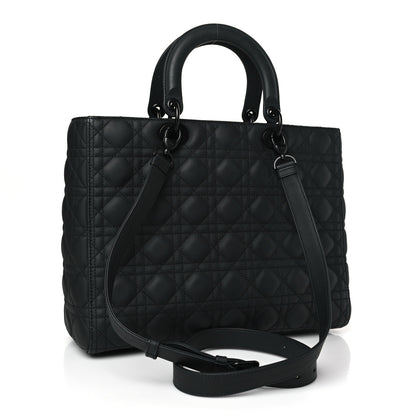 Christian Dior Ultra Matte Calfskin Cannage Large Lady Dior Black 3 of 8