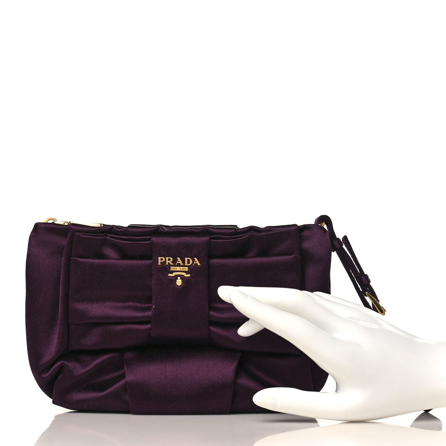 Satin Raso Bow Wristlet Prugna