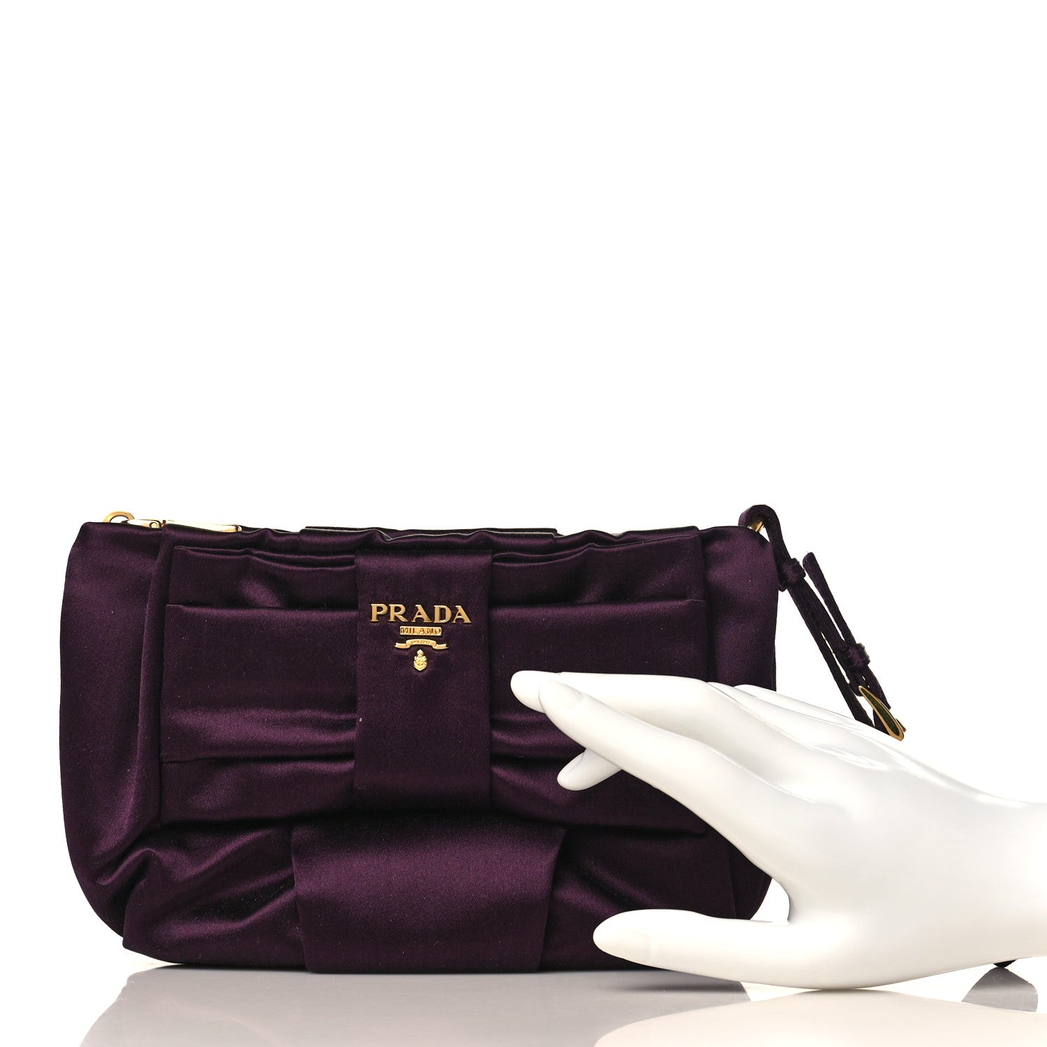 Prada Satin Raso Bow Wristlet Prugna 2 of 10