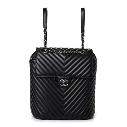 Chanel Calfskin Chevron Quilted Large Urban Spirit Backpack Black 1 of 4