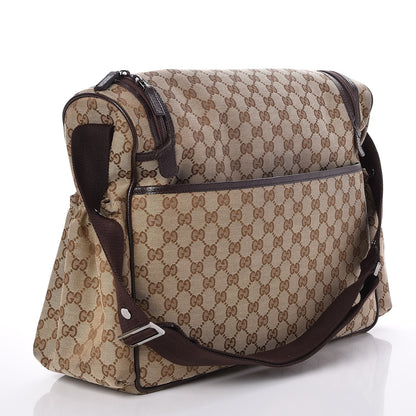 Gucci Monogram Natural Pigskin Large Diaper Bag Beige Ebony Cocoa Dark Chocolate 3 of 8