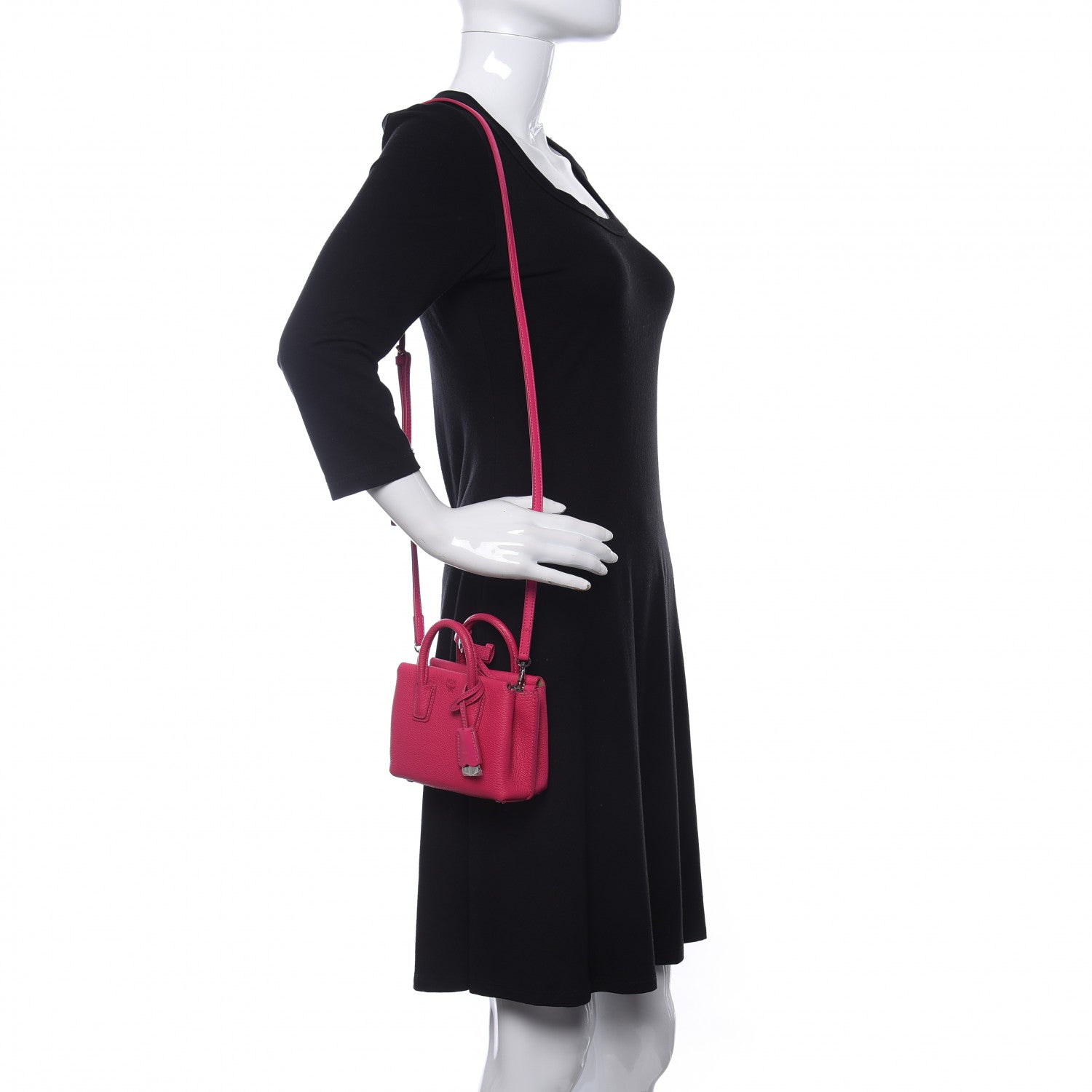 MCM Grained Calfskin X-Mini Milla Tote Beetroot Pink 2 of 9