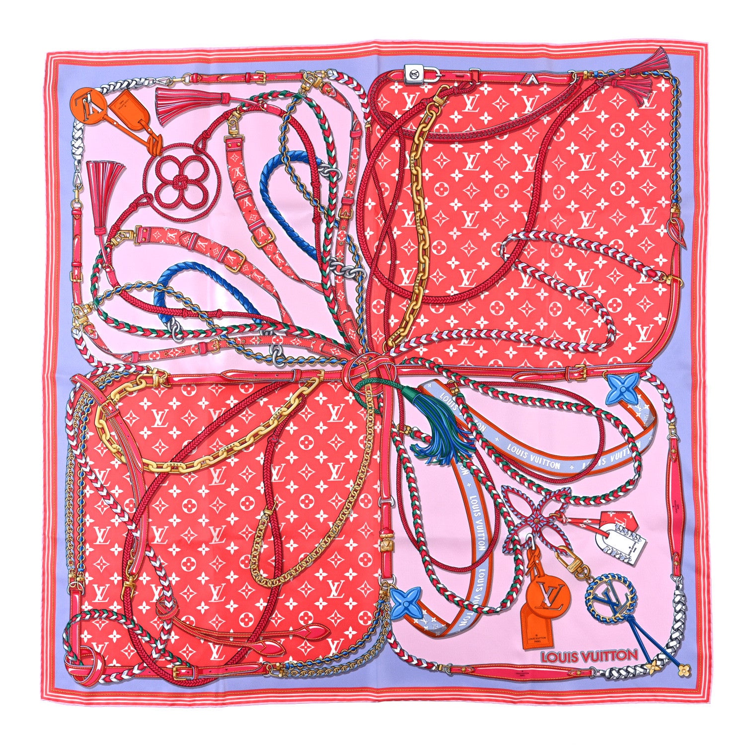 Louis Vuitton Silk Mix and Straps Square 90 Scarf Rose 1 of 3