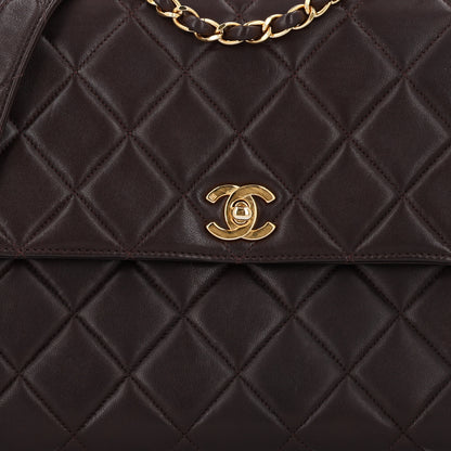Chanel Lambskin Quilted Medium Single Flap Dark Brown 9 of 12