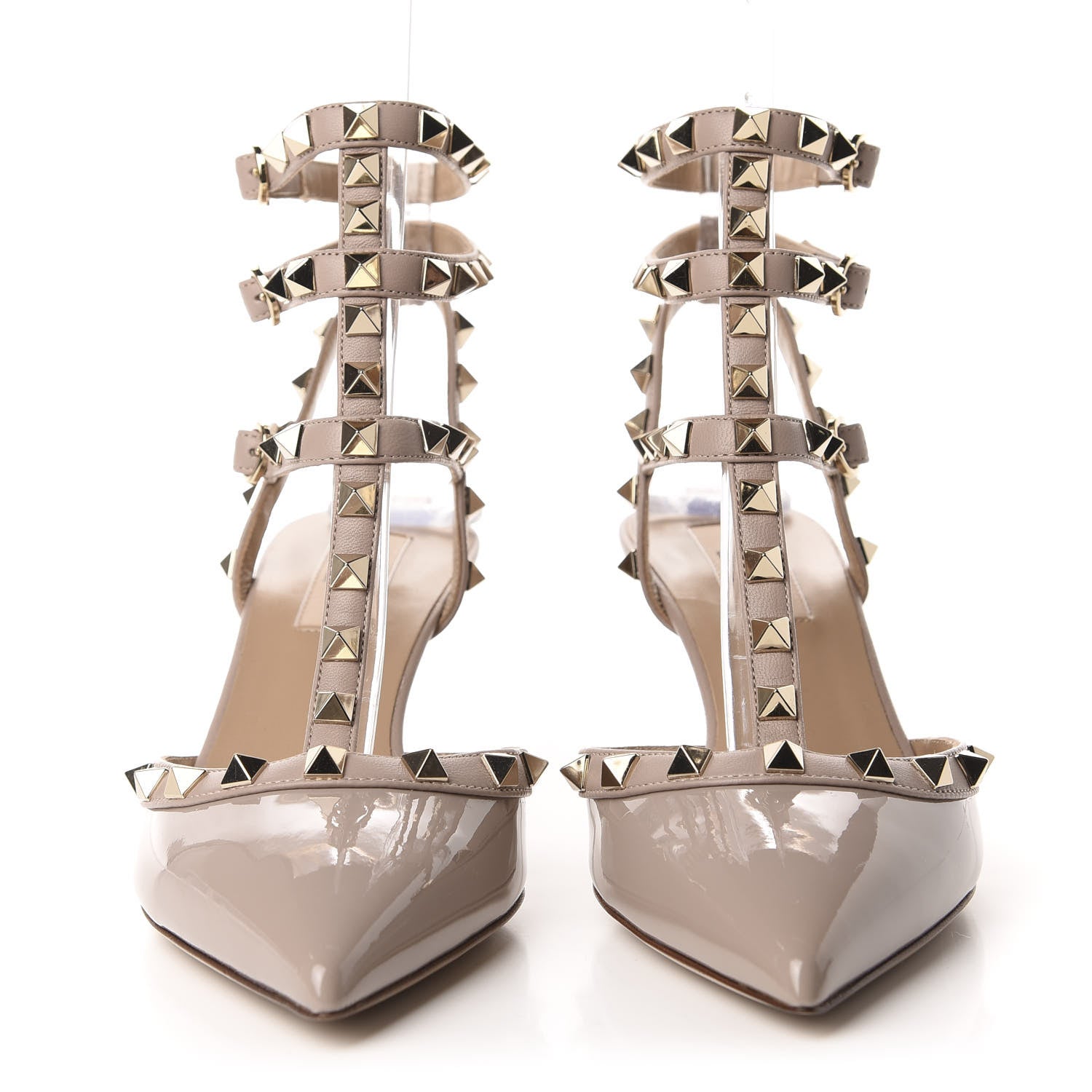 Valentino Garavani Patent Nappa Rockstud Ankle Strap 65mm Pumps 37.5 Poudre 2 of 9