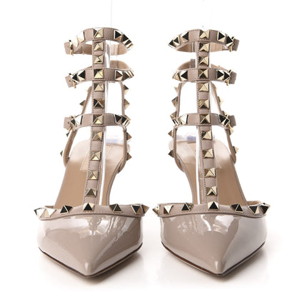 Valentino Garavani Patent Nappa Rockstud Ankle Strap 65mm Pumps 37.5 Poudre 2 of 9