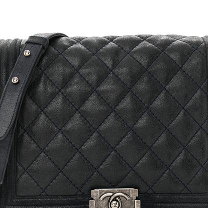 Chanel Goatskin Quilted Medium Gentle Boy Flap Navy Blue 8 of 13
