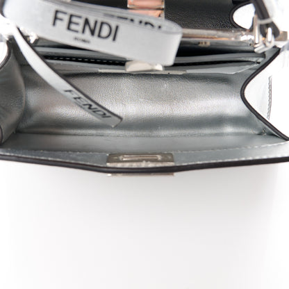 Fendi X MARC JACOBS Vitello Catalan Mirror Petite Peekaboo I SEE U Satchel Argento 5 of 11