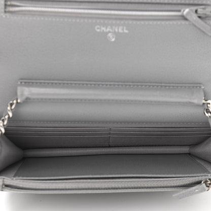 Chanel Grained Calfskin Quilted CC Box Wallet On Chain WOC Grey 4 of 10