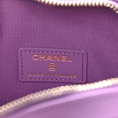 Chanel Lambskin Quilted CC In Love Heart Clutch With Chain Purple 6 of 10