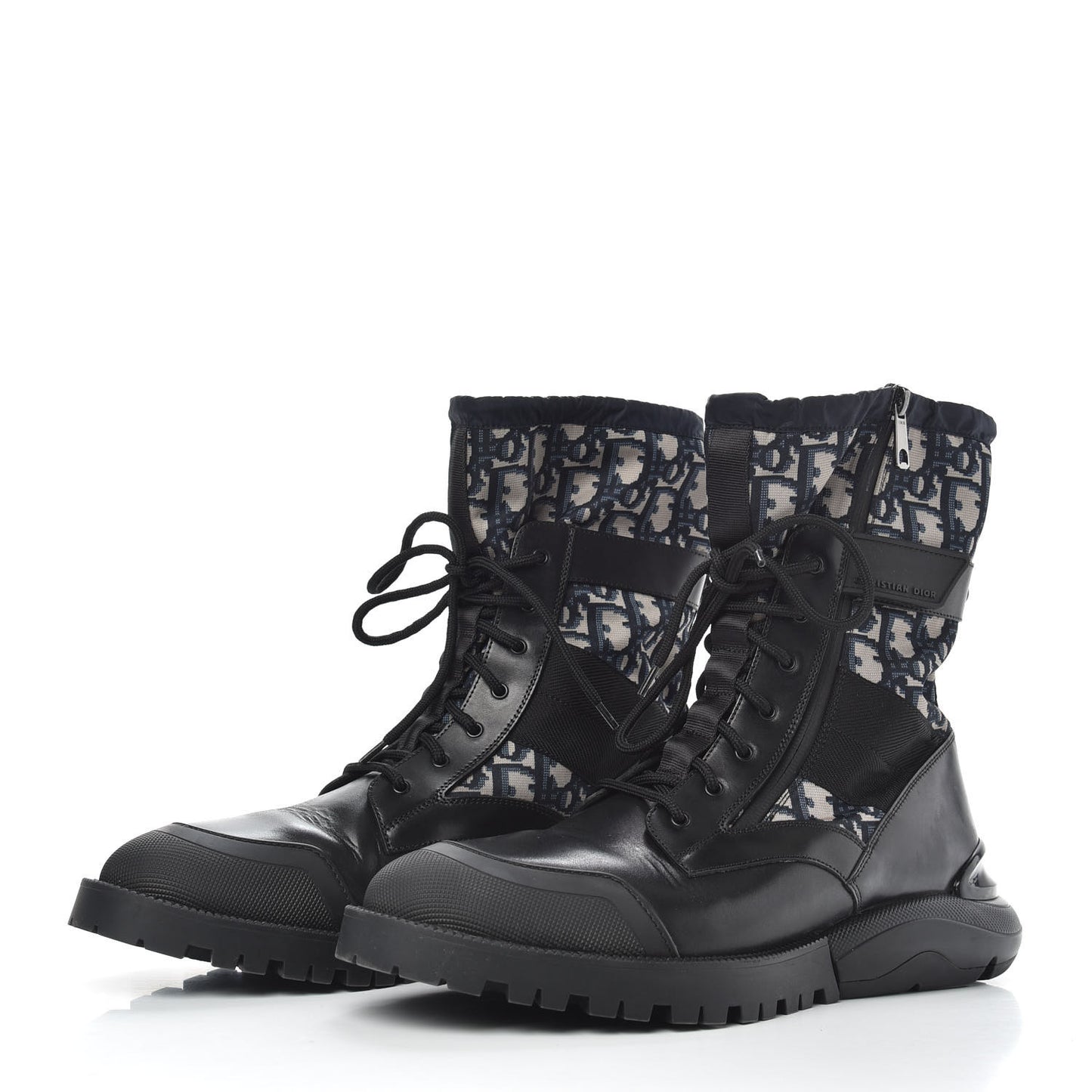 Oblique Smooth Calfskin Combat Boots 41 Beige Black