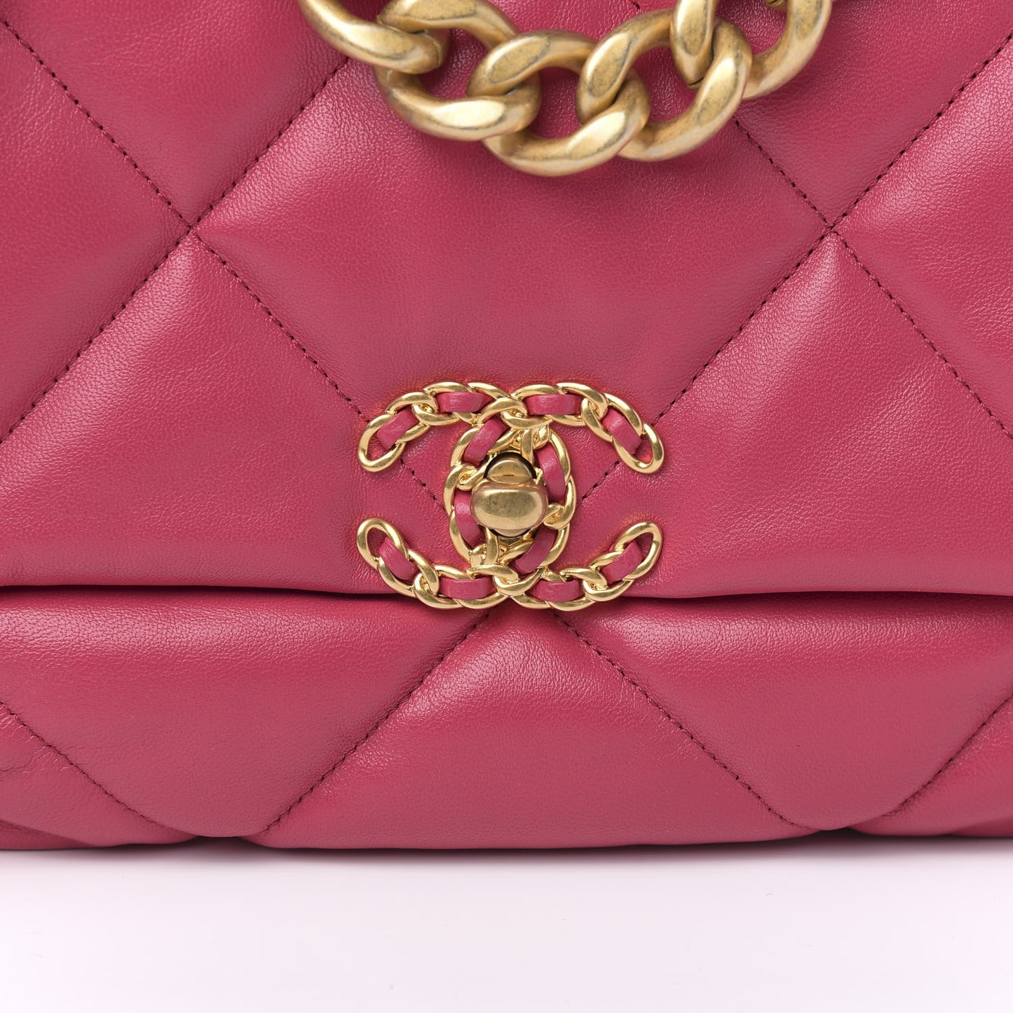 Lambskin Quilted Medium 19 Flap Dark Pink