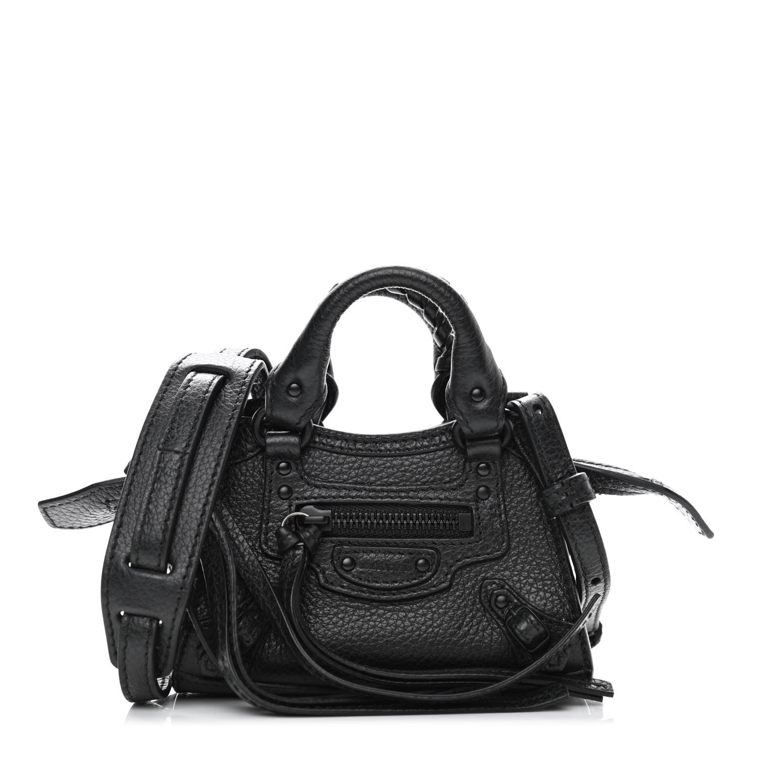 Balenciaga Grained Calfskin Neo Classic Black Hardware Super Nano City Crossbody Black 1 of 10