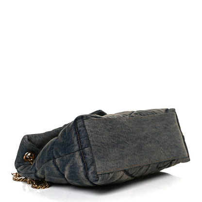 Saint Laurent Denim Quilted Small Loulou Puffer Monogram Chain Satchel Blue Cinnamon 6 of 23