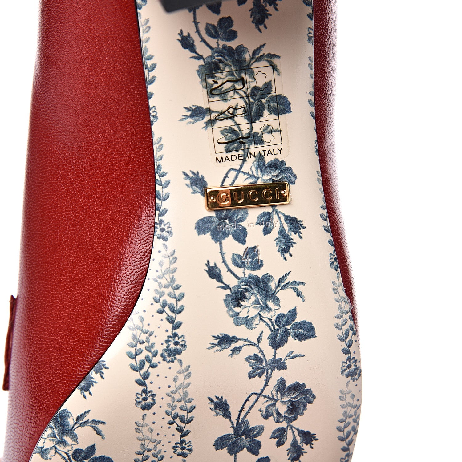 Gucci Goatskin Feline Ginger Loafer Pumps 41 Hibiscus Red Blue 8 of 10