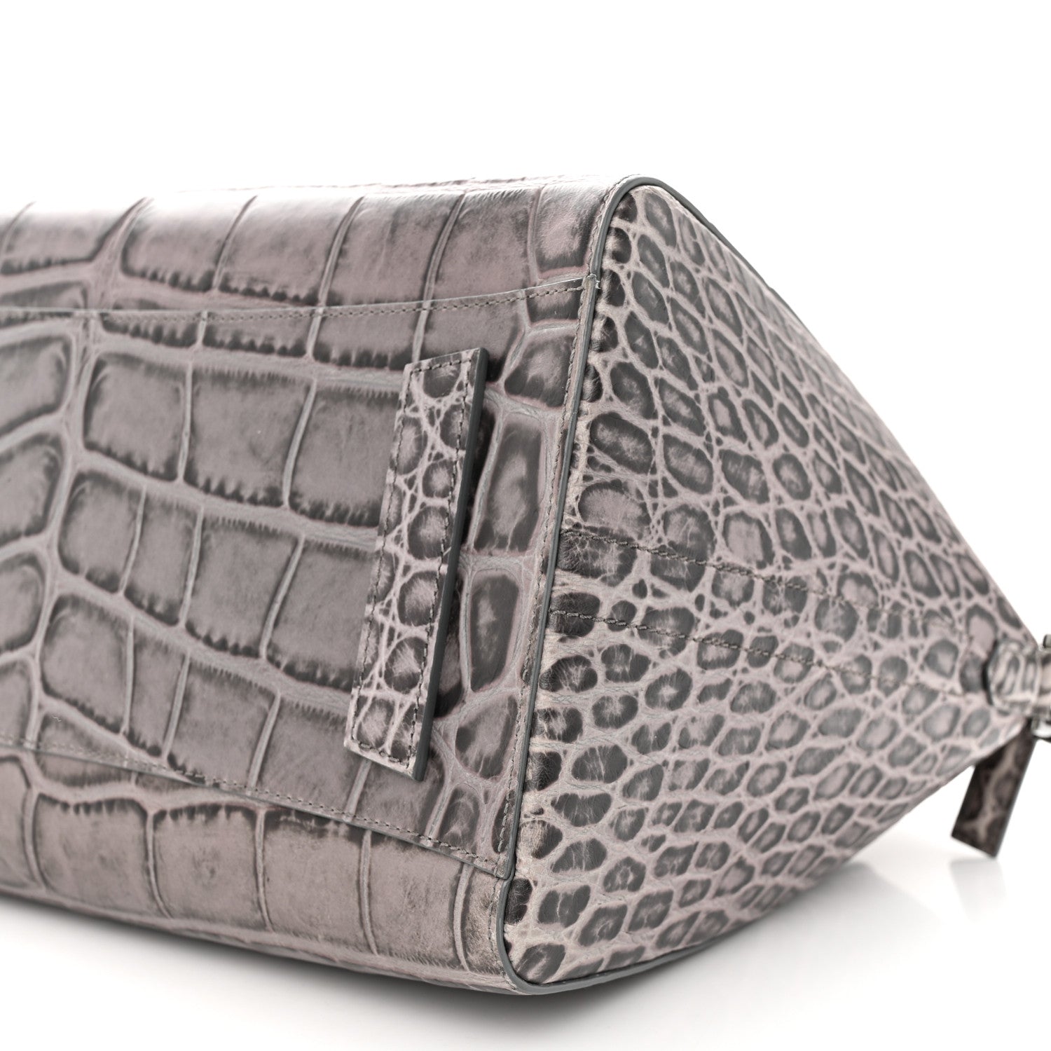 Givenchy Calfskin Crocodile Embossed 3D Stud Medium Antigona Storm Grey 10 of 10