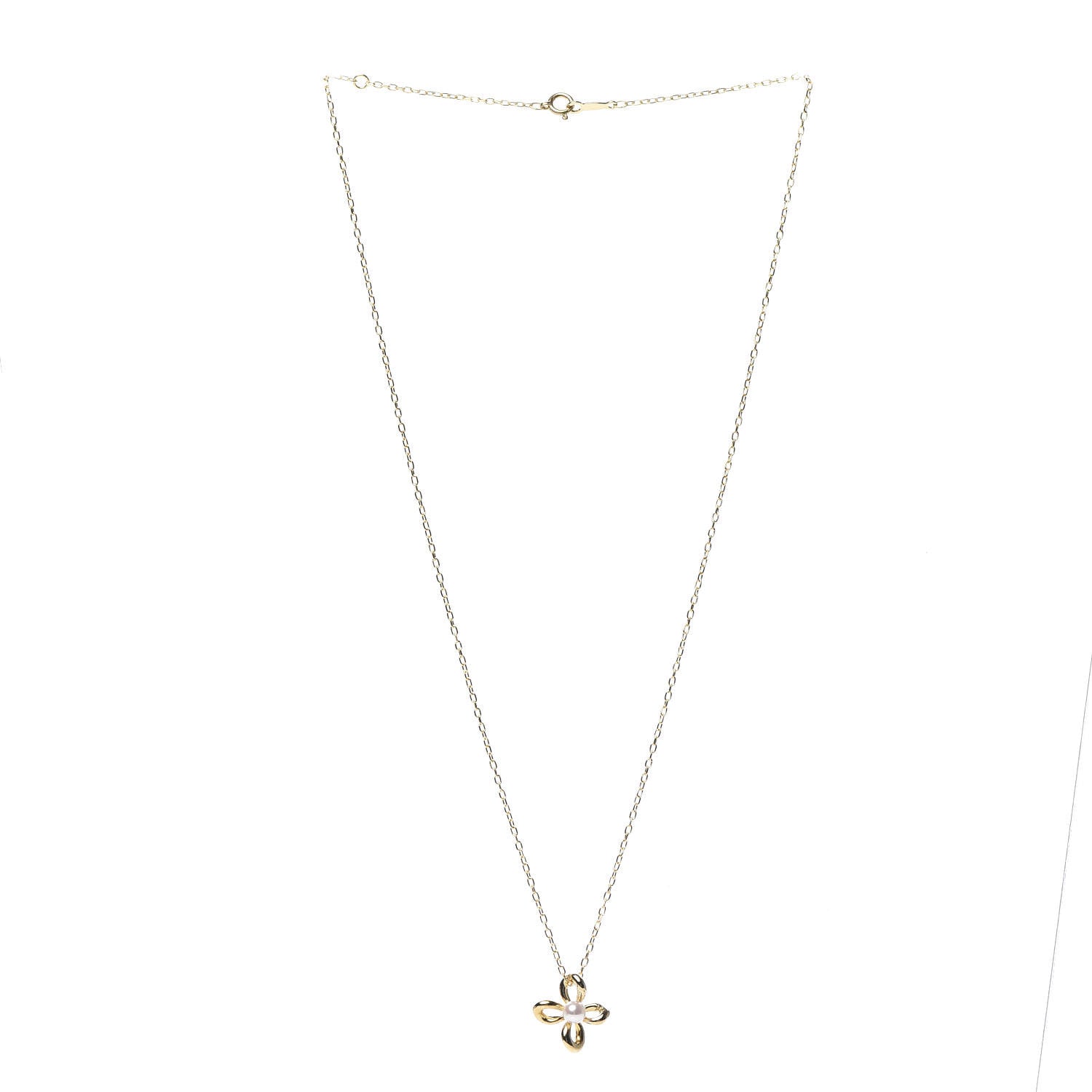Mikimoto 18K Yellow Gold Pearl 4mm Flower Pendant Necklace 3 of 6