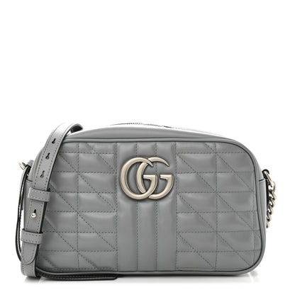Gucci Calfskin Matelasse Aria Small GG Marmont Chain Shoulder Bag Deep Grey 1 of 15