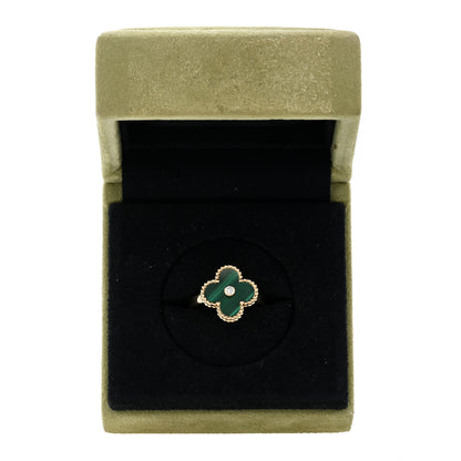 Van Cleef & Arpels 18K Yellow Gold Diamond Malachite Vintage Alhambra Ring 54 6.75 5 of 5