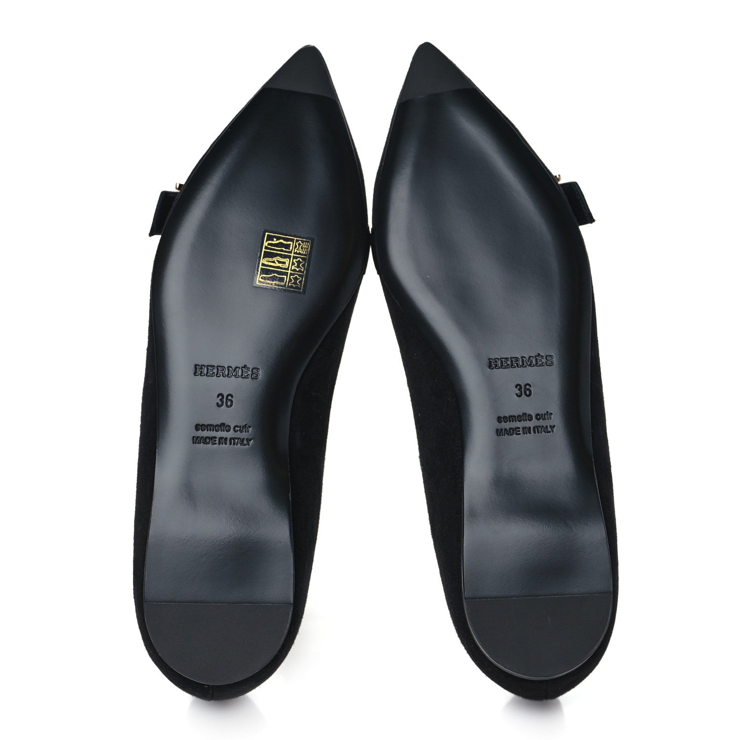 Hermes Suede Goatskin Crystal Douce Ballerina Flats 36 Black 5 of 8