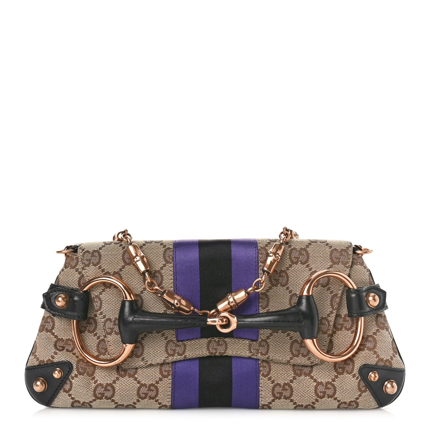 Tom Ford Monogram Horsebit Web Clutch Purple