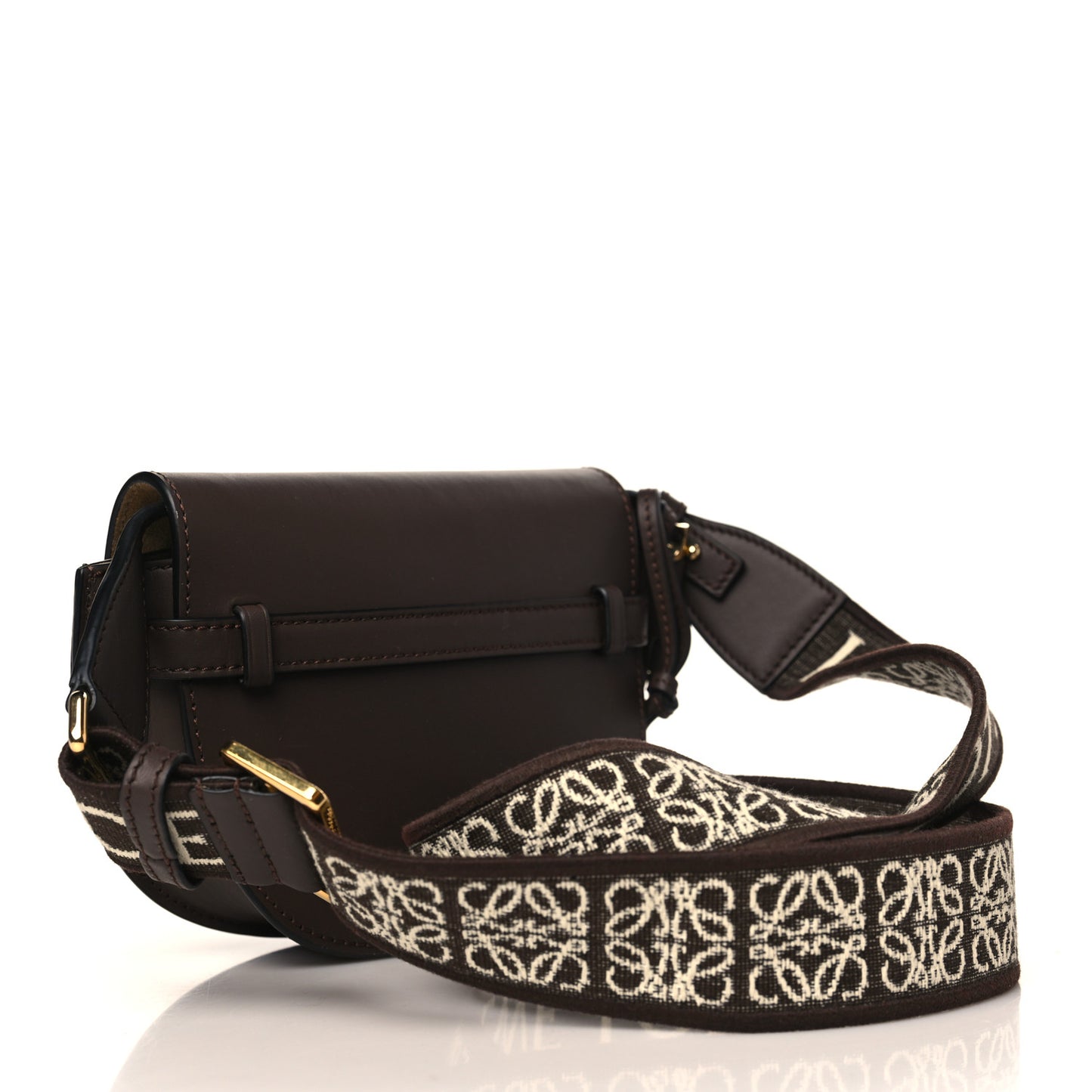 Calfskin Jacquard Mini Gate Dual Bag Chocolate