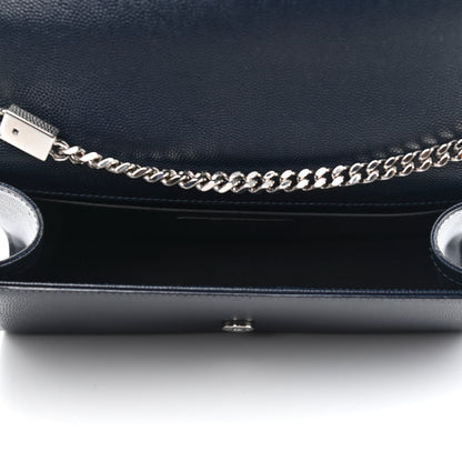 Saint Laurent Grain De Poudre Medium Classic Monogram Kate Satchel Deep Marine 5 of 9