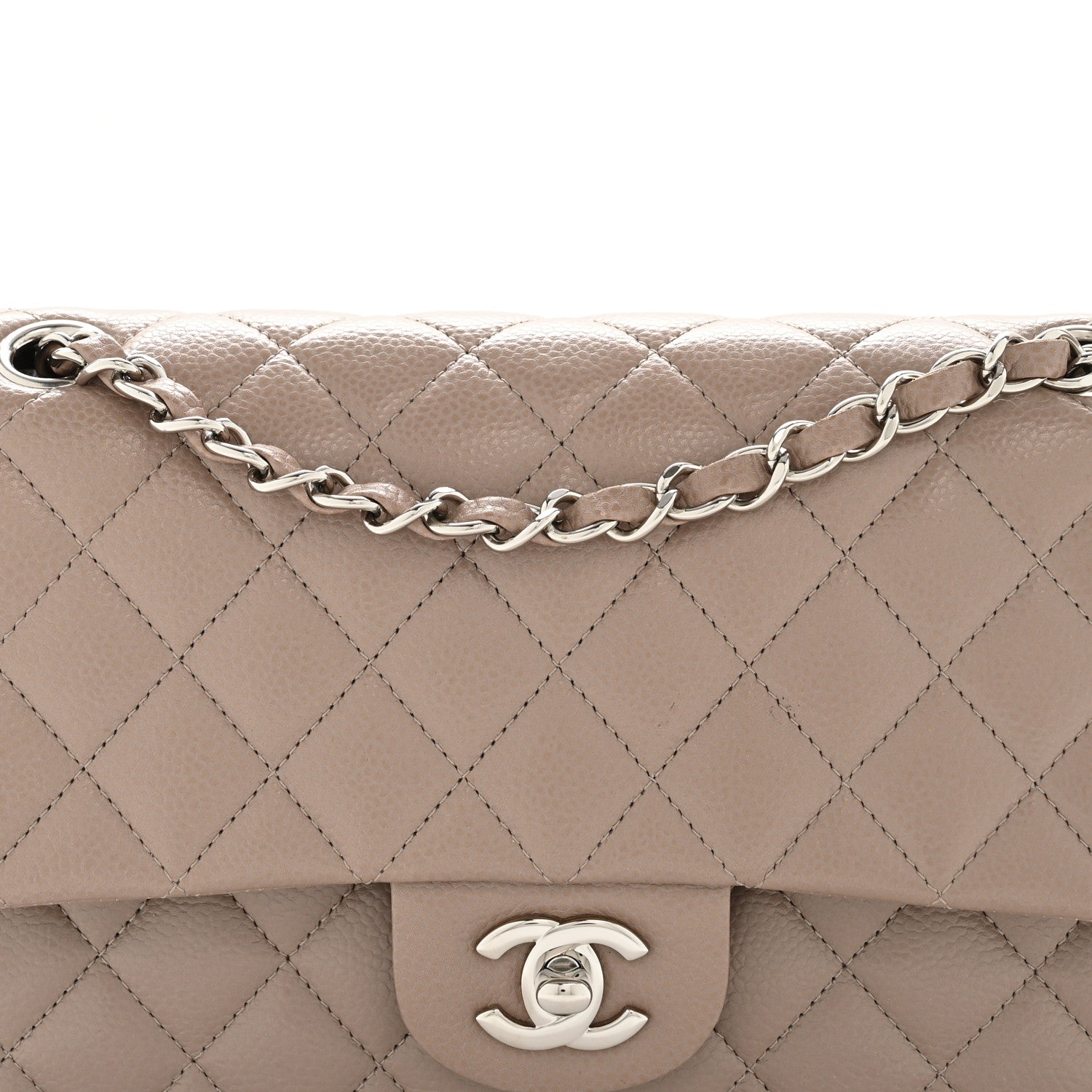 Chanel Caviar Quilted Medium Double Flap Taupe 8 of 12