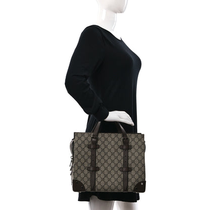 Gucci GG Supreme Monogram Textured Dollar Calfskin Small Detail Tote Beige Ebony New Acero 2 of 10