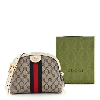 Gucci GG Supreme Monogram Textured Dollar Calfskin Web Small Ophidia Dome Shoulder Bag Beige Ebony Mystic White 12 of 12