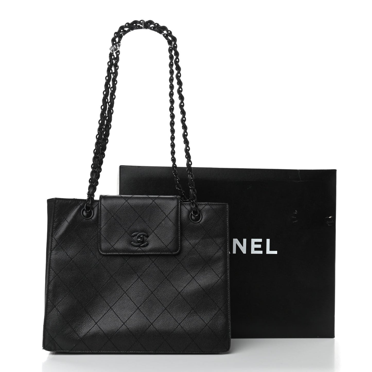 Caviar Diamond Stitched Tote So Black