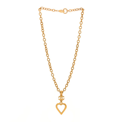 Chanel Loupe Magnifying Glass CC Heart Drop Necklace Gold 3 of 5