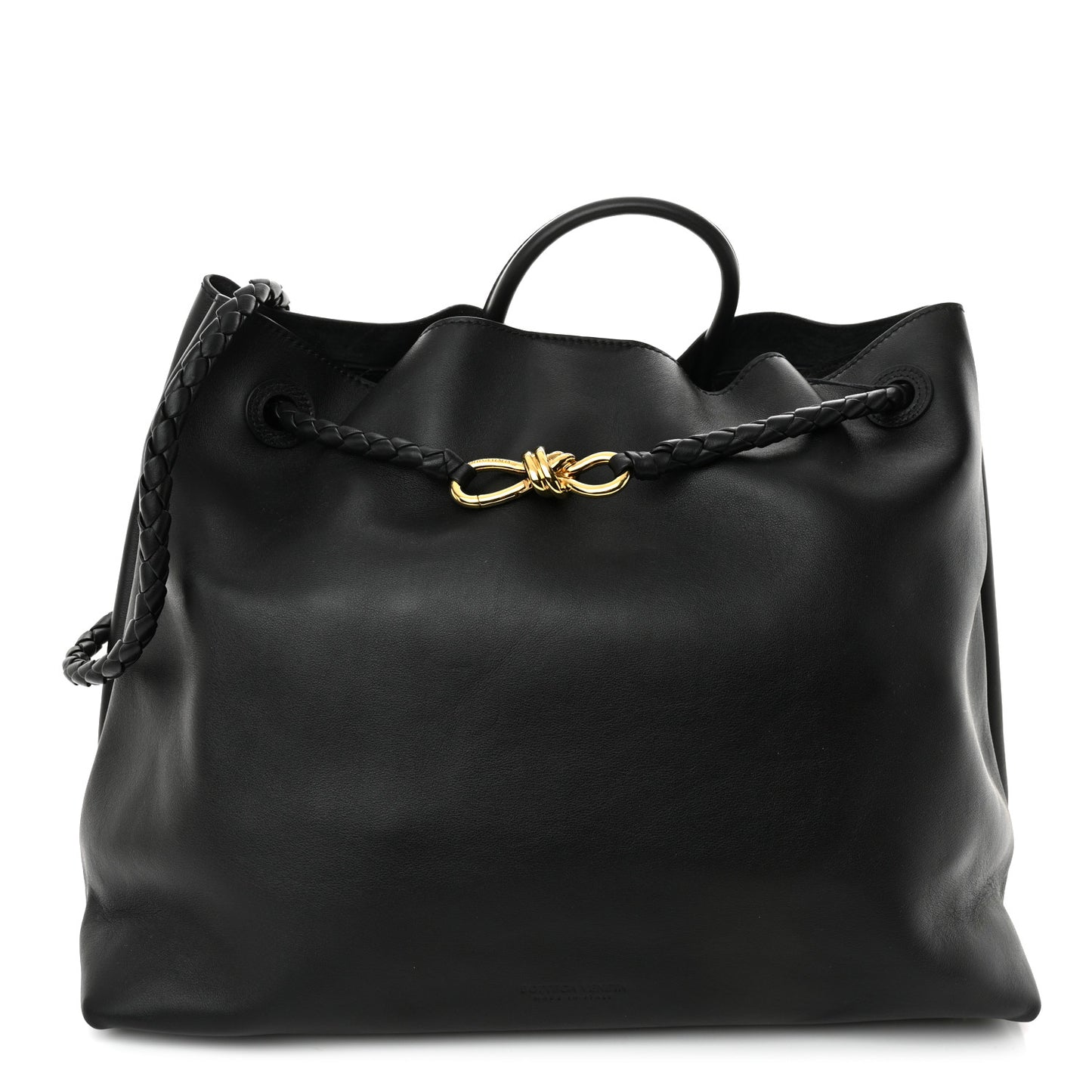 Silky Calfskin Large Andiamo Shoulder Bag Black