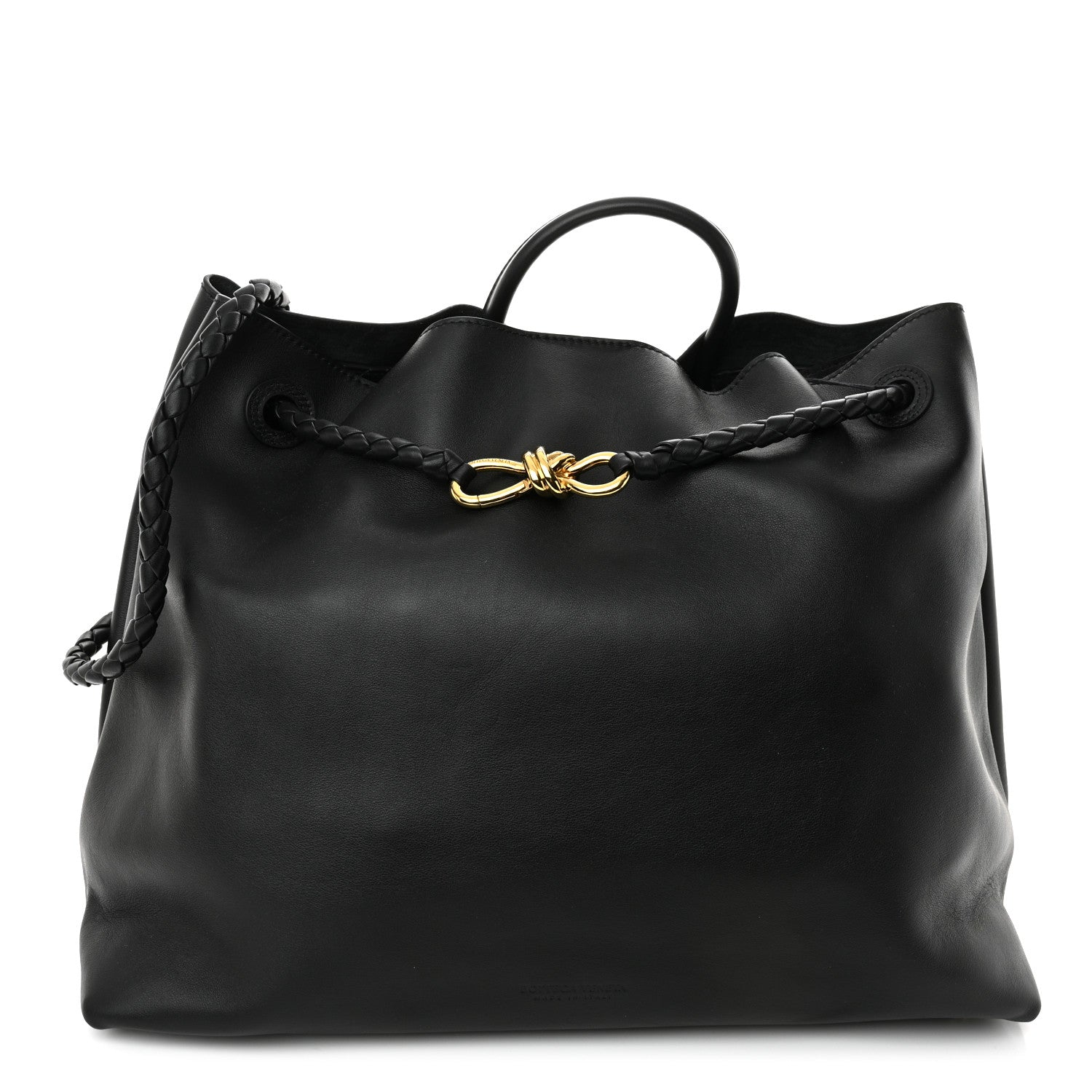 Bottega Veneta Silky Calfskin Large Andiamo Shoulder Bag Black 1 of 9