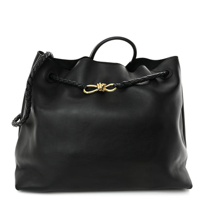 Bottega Veneta Silky Calfskin Large Andiamo Shoulder Bag Black 1 of 9