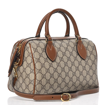 Gucci GG Supreme Monogram Floral Embroidered Small Boston Brown 4 of 12