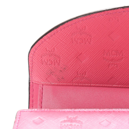 MCM Embossed Saffiano Tri-Fold Flap Wallet Pink 8 of 9