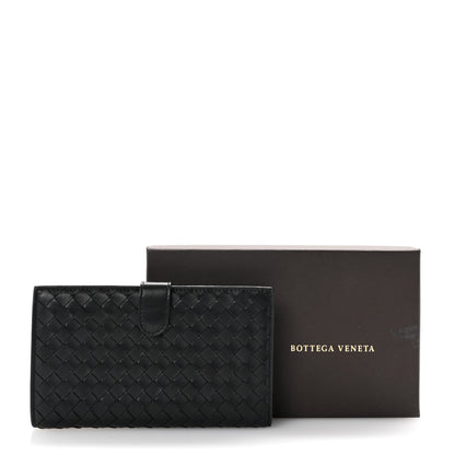 Bottega Veneta Nappa Intrecciato Continental Snap Wallet Black 9 of 9