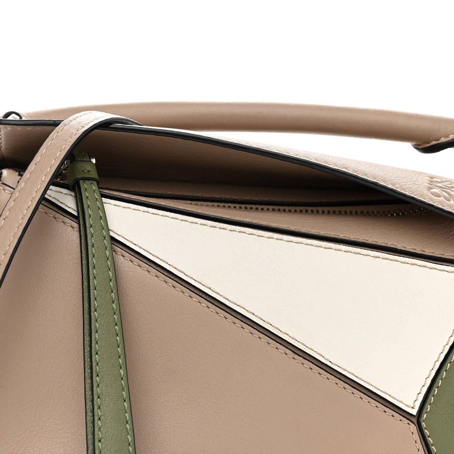 Calfskin Mini Puzzle Bag Sand Avocado Green