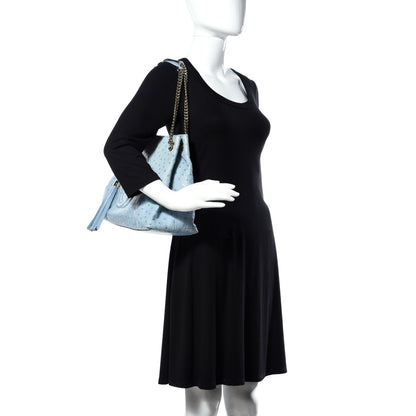 Gucci Ostrich Medium Soho Chain Shoulder Bag Light Blue 2 of 17