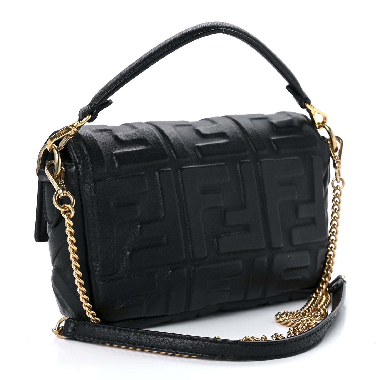 Nappa FF 1974 Embossed Mini Baguette Black