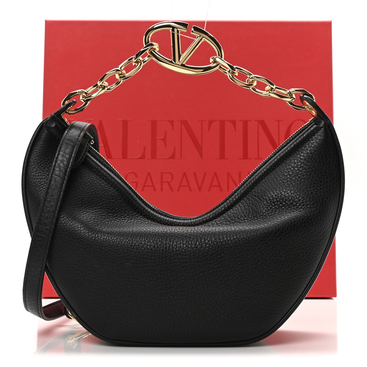 Valentino Garavani Grainy Calfskin Small Vlogo Moon Hobo Bag Black 10 of 10