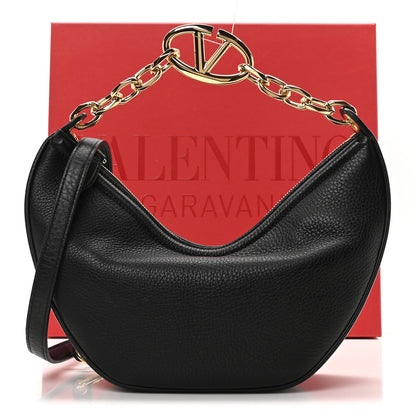 Valentino Garavani Grainy Calfskin Small Vlogo Moon Hobo Bag Black 10 of 10