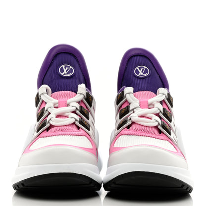 Louis Vuitton Calfskin Technical Nylon LV Archlight Sneakers 37.5 White Pink Purple 2 of 9