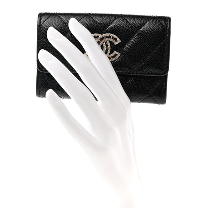 Chanel Caviar Quilted Crystal CC Flap Card Holder Black 2 of 10
