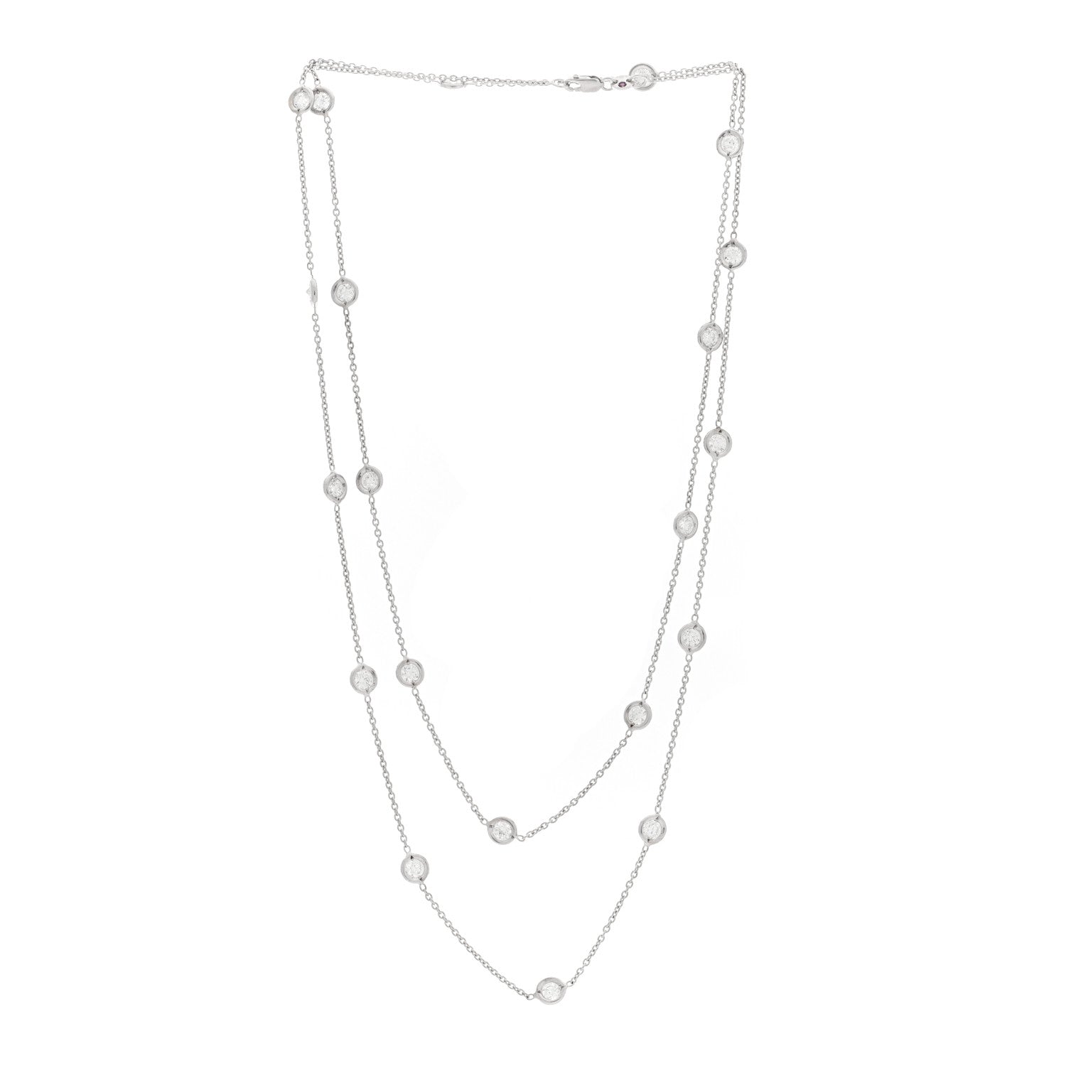 Roberto Coin 18K White Gold Diamond 3.20ctw Diamonds By The Inch Station Necklace 3 of 4
