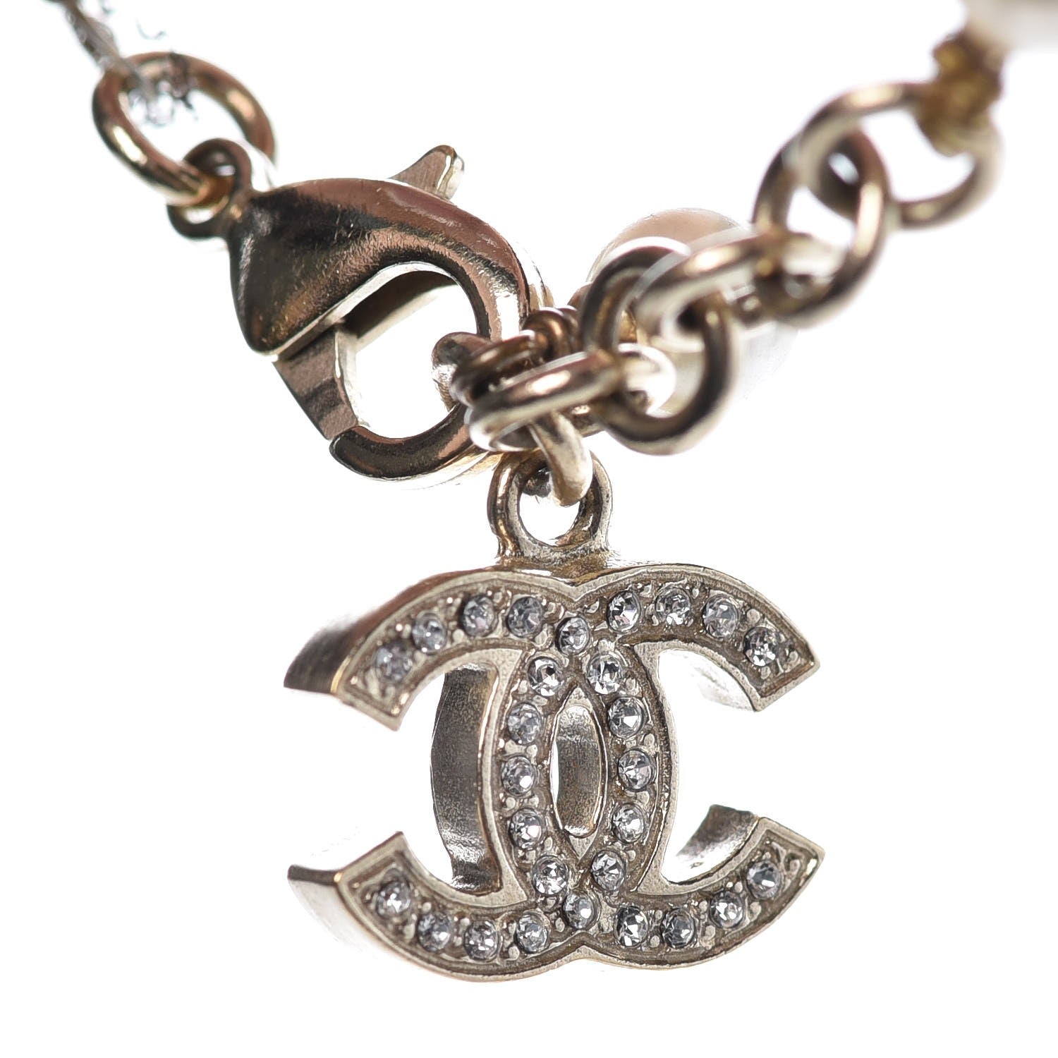 Chanel Pearl Crystal CC Bracelet Gold 4 of 7