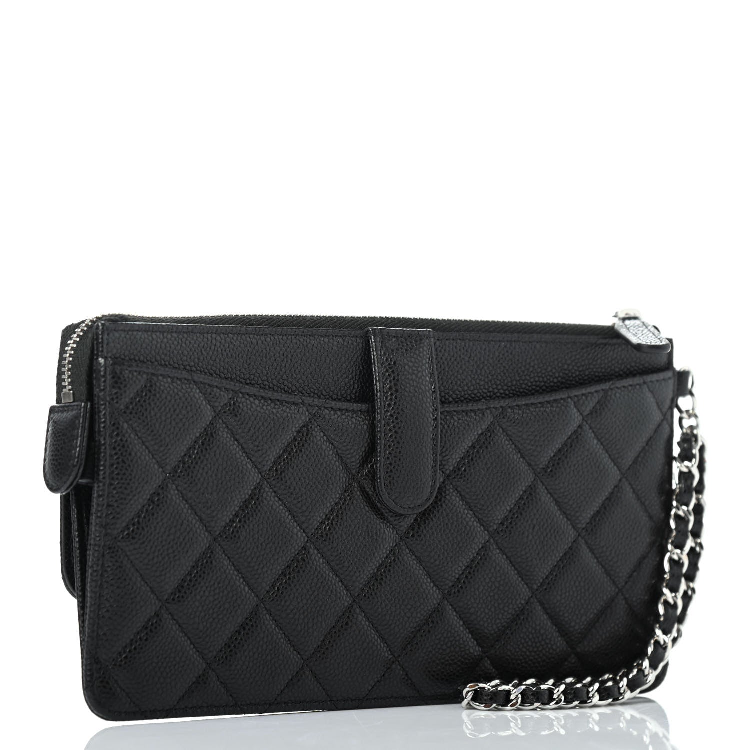 Chanel Caviar Quilted Classic Pouch With Handle Black 2 of 4